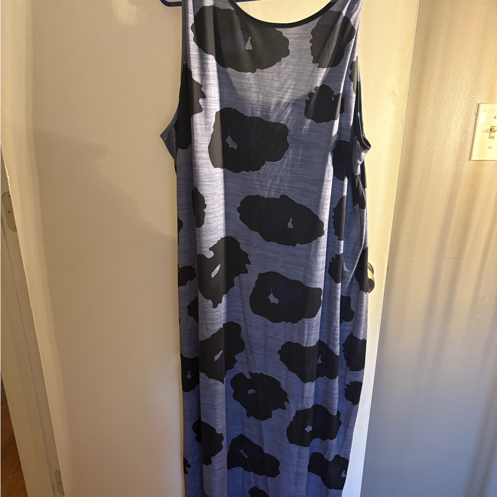 SHEIN Blue and Black Patterned Maxi Dress